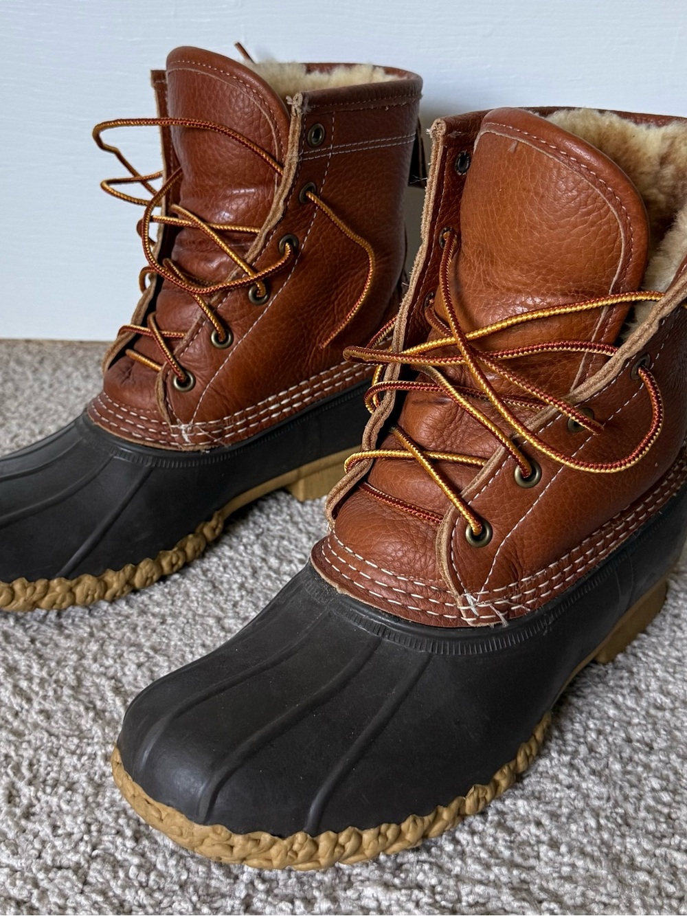 L.L. Bean Chestnut Leather Shearling-Lined Boot